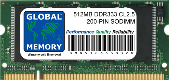 512MB DDR 333MHz PC2700 200-PIN SODIMM MEMORY RAM FOR COMPAQ LAPTOPS/NOTEBOOKS 512MB DDR 333MHz PC2700 200-PIN SODIMM MEMORY RAM FOR COMPAQ LAPTOPS/NOTEBOOKS